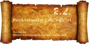 Recktenwald Lóránt névjegykártya